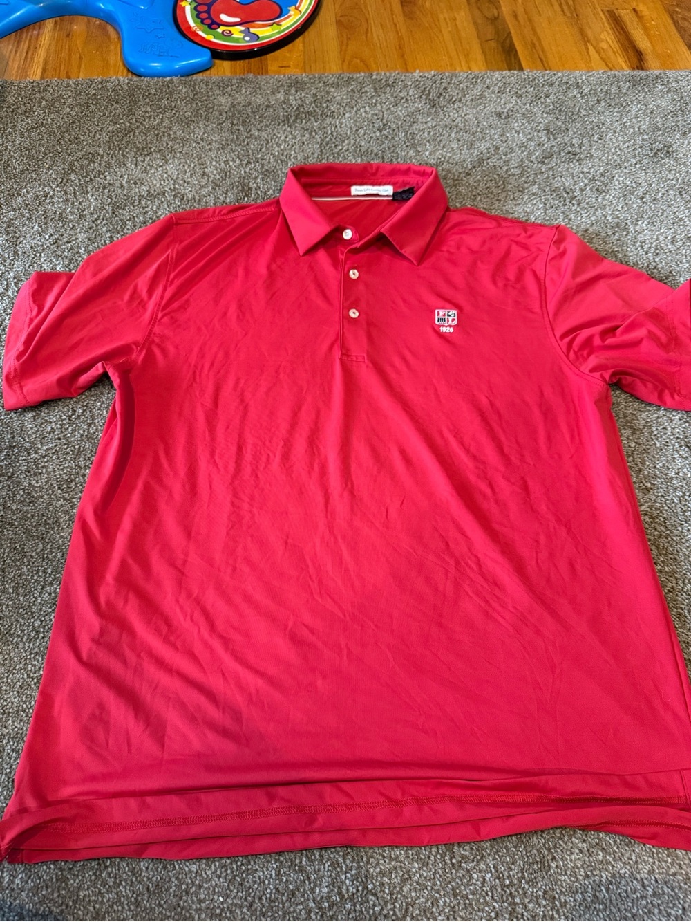 Men's Bright Red Performance Polo Shirt with Subtle Crest